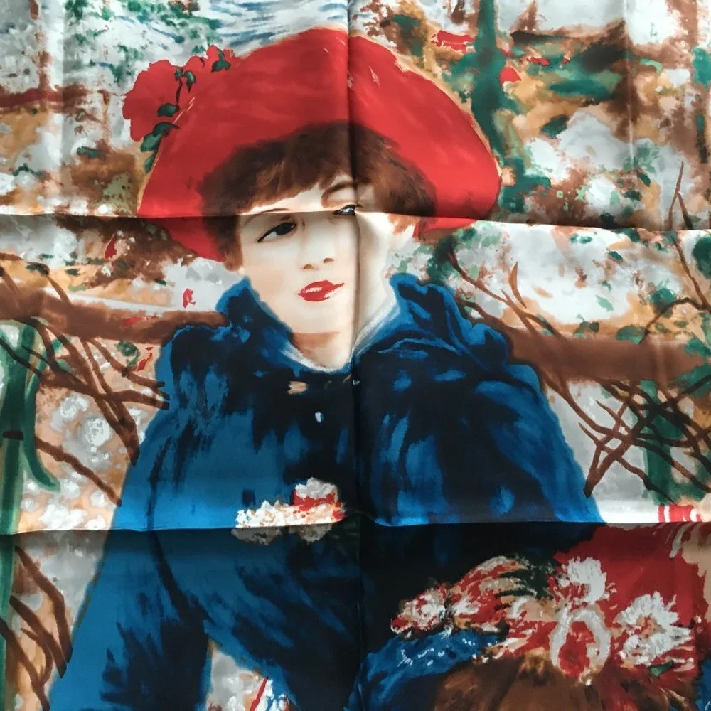 Women Square Scarf in 100% Twill Silk 90cm